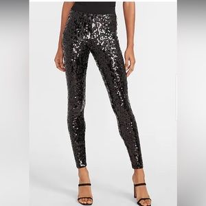 Express Black Sequin Leggings